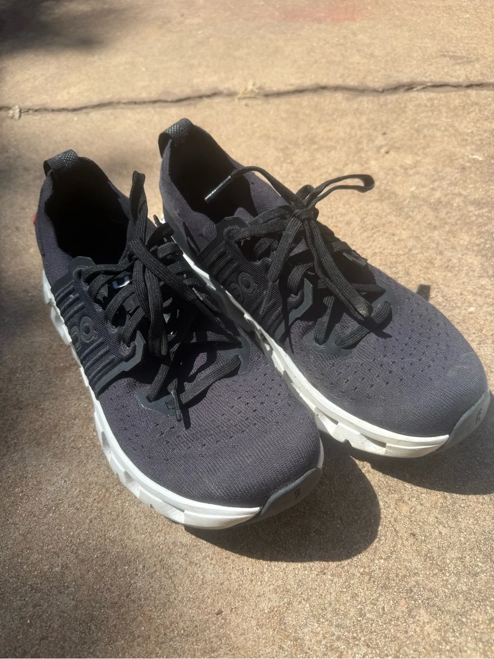 Women's Black Athletic Knit Running Sneakers with White Sole